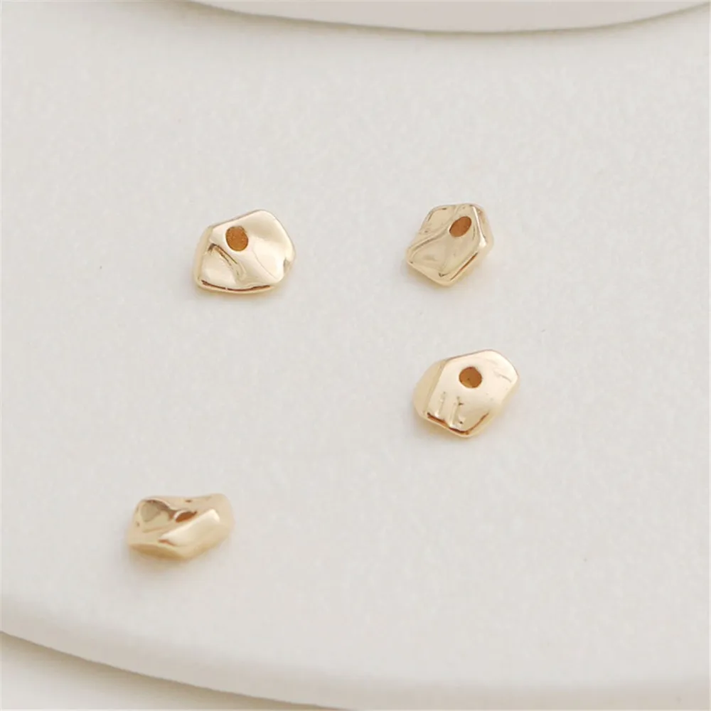 14K Gold-filled Through Hole Special-Shaped Beads, Irregular Beads, Handmade Materials, Jewelry, Accessories, DIY Loose Bead 6mm