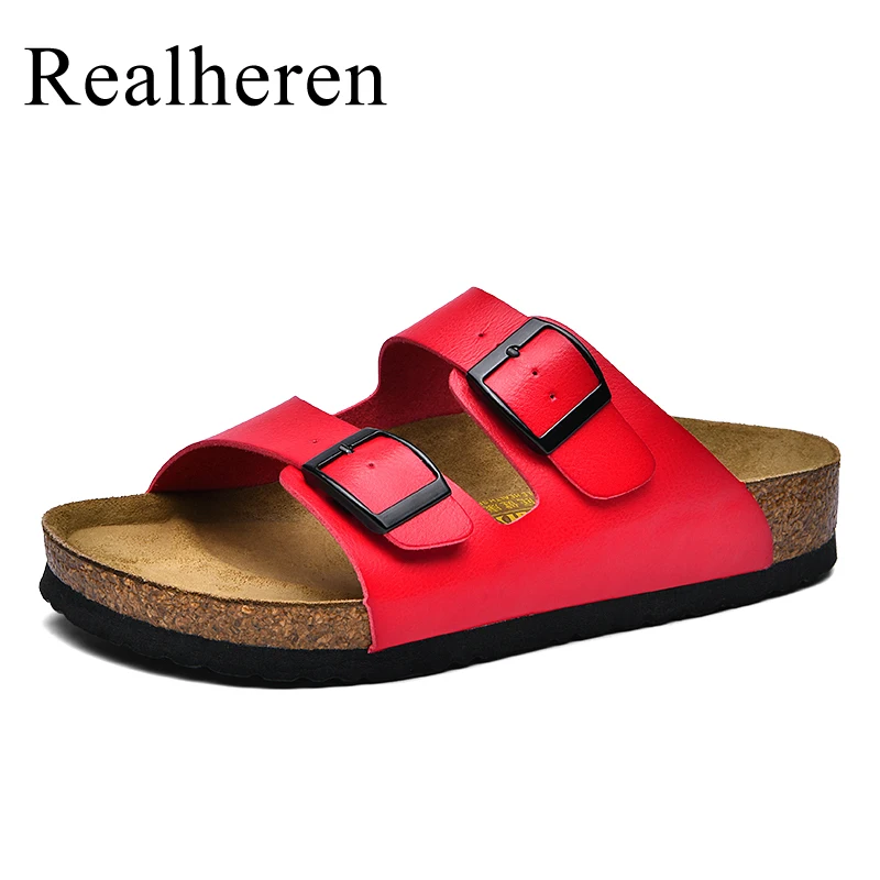 Summer Men Women Clogs Cork Slippers Slide Sandals Microfiber Leather Casual Slip On Sandal Beach Shoes Big Size 48 49