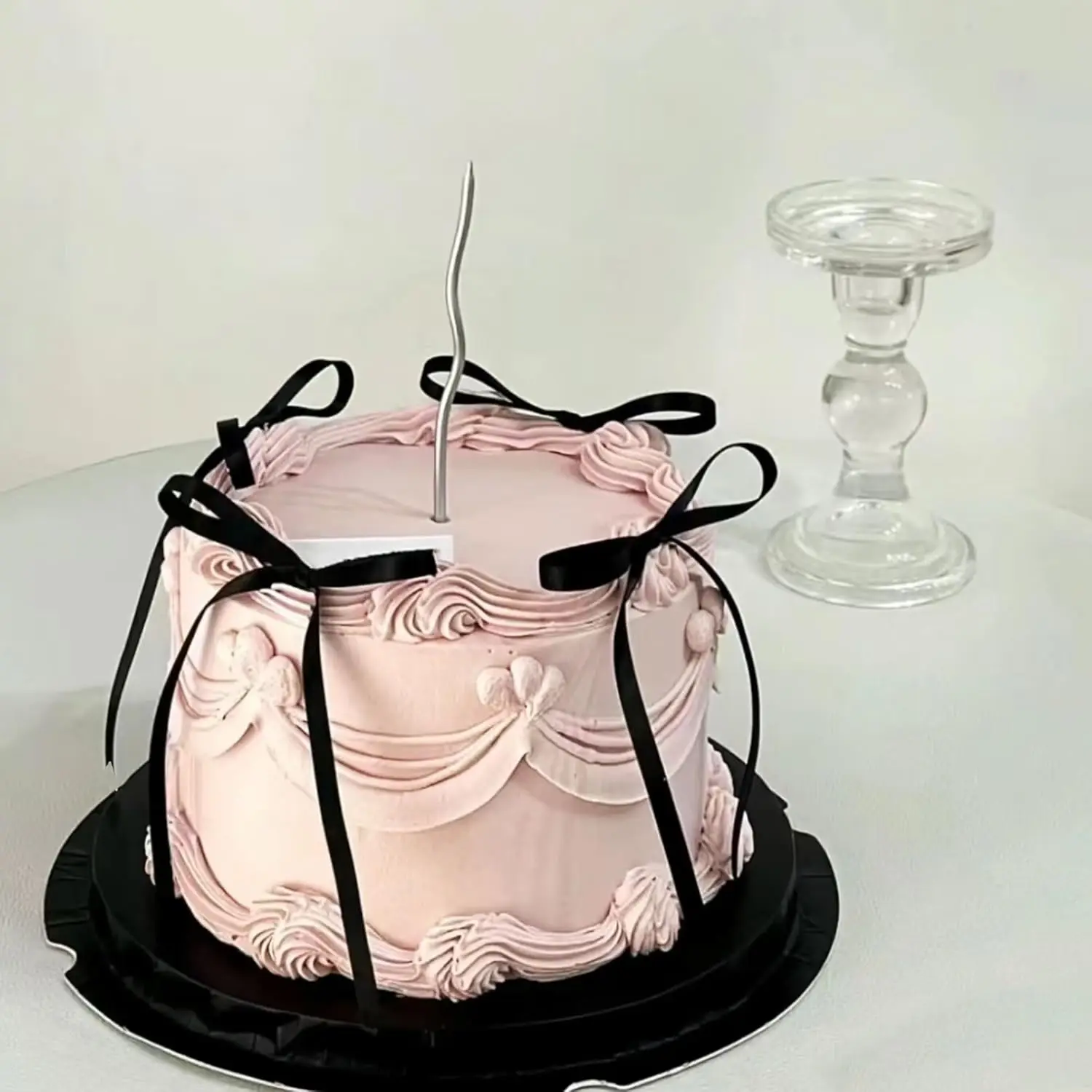 Kuchen-Topper mit Schleife, schwarze Bänder, Schleife, Kuchendekorationen für Geburtstag, Babyparty, Hochzeitstag, Neujahr, Partyzubehör – Detail 9
