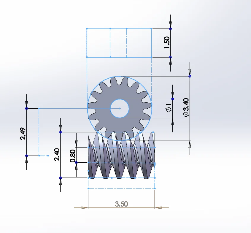3Sets 1:87 Modulus 0.2 15T Micro Brass Turbine Worm Static Change Gear Hole Dia 0.8mm/1mm Reduction Pinion Shaft Connector