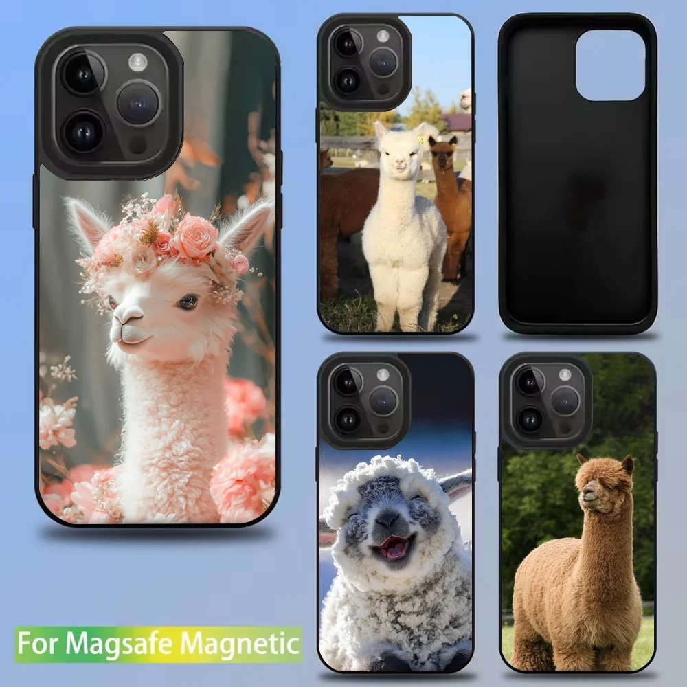 

Kawaii Alpaca lovely Phone Case For IPhone 16 15 14 13 12 11 Pro Mini Max Soft Magnetic Cover