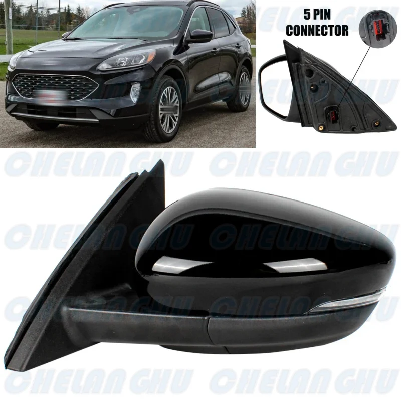 

Left Side 5 Pins Black Painted Power Adjust Turn Signal Reversing Mirror Assembly For Ford Escape 2020 2021 2022 2023