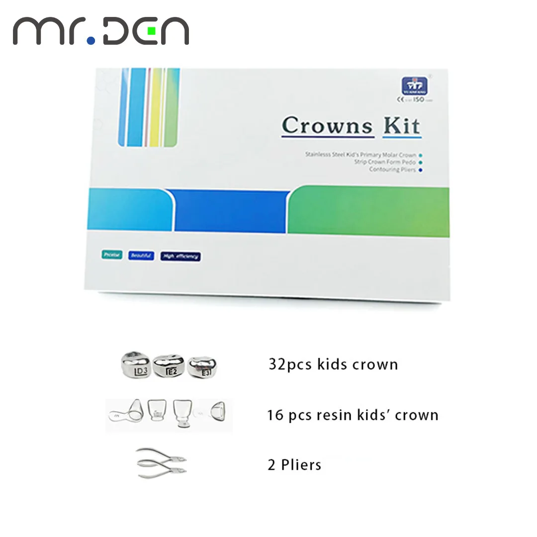 Stainless Steel Metal Crowns for Children Temporary Crowns Dental Oral Molar Pre-Formed Crowns 5pcs