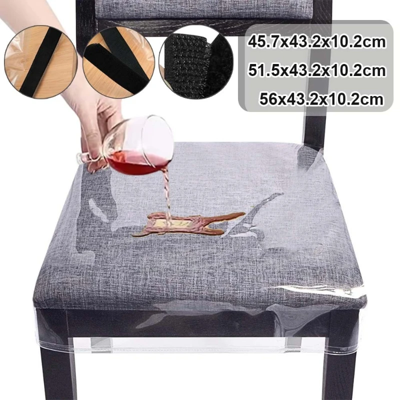 1Pc Clear PVC Chair Cover Adjustable Waterproof Dining Chair Seat Protector Dustproof Scratch Resistant Cover for Home Kitchen