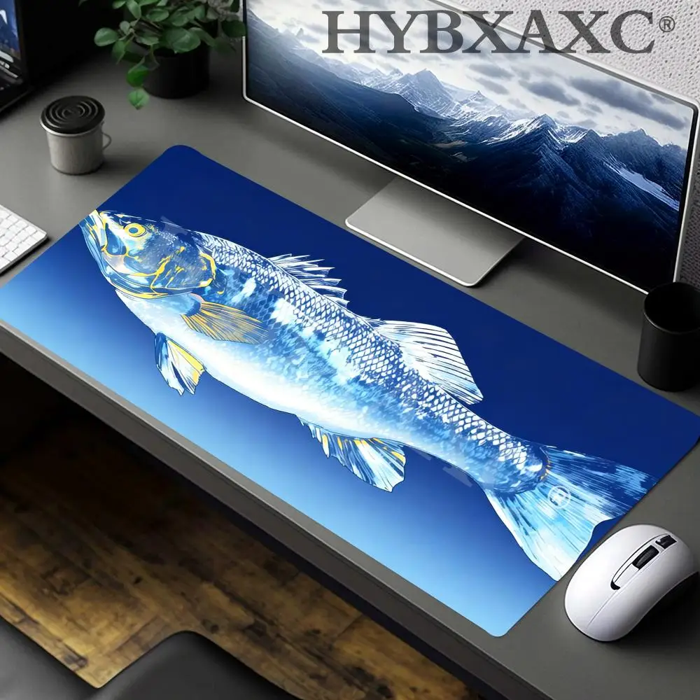 

HYBXAXC Striped Bass Desk Mat Colorful Ocean Scene Mouse Pad Cute HD Desk Pad Extended Gaming Keyboard Mats Large Mousepad