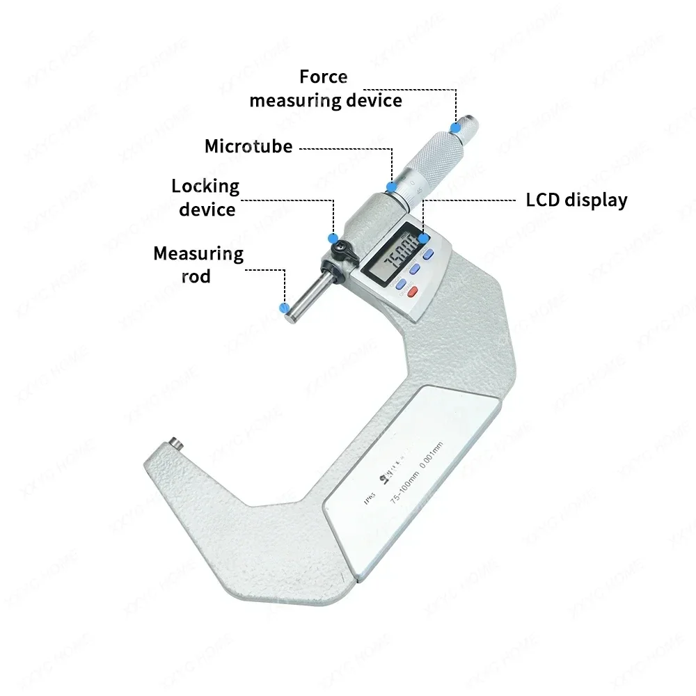 0.001mm IP65 Waterproof Digital Outside Micrometer 75-100mm Electronic Digital Outside Micrometer