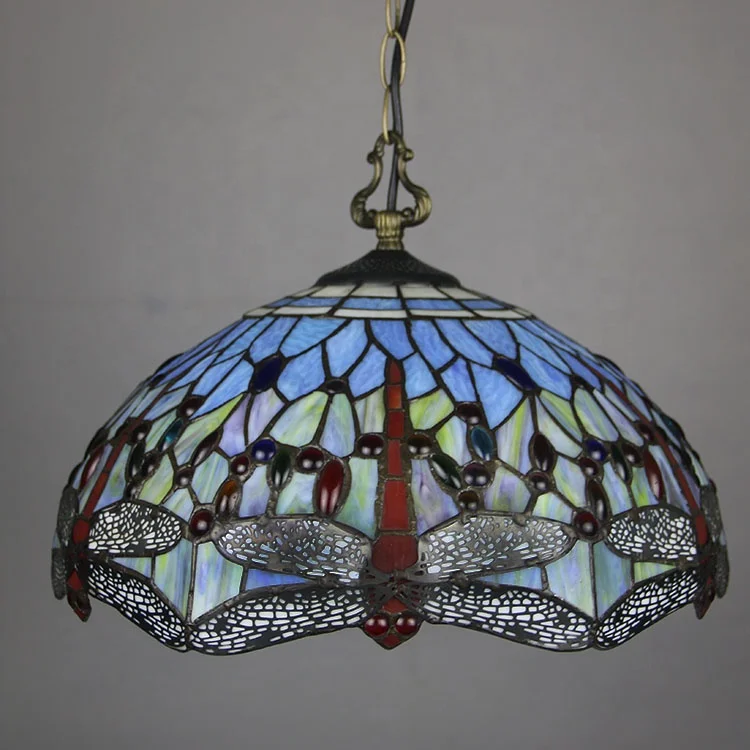 Mediterranean  Stained Glass Pendant Lights Vintage Hanging Lamp 32-Inch LED/Halogen Living Room Light