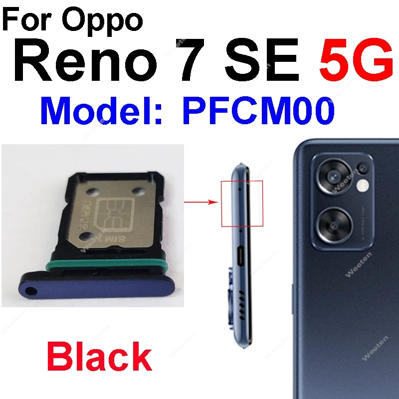 SIM Card Tray For OPPO Reno 7 7Lite 7SE 7Z 4G 5G Dual SIM Card Tray Slot Card Reader Holder Socket Replacement Parts