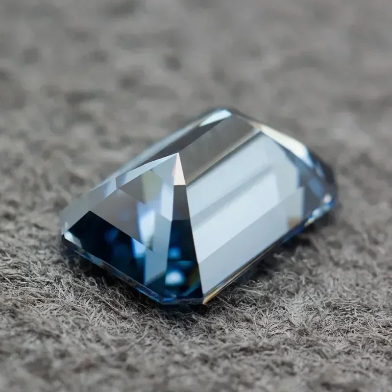 

NEW Moissanite Stone Natural Color Royal Blue Emerald Cut Gemstone Lab Grown Diamond Charms DIY Jewelry Making With GRA Certific