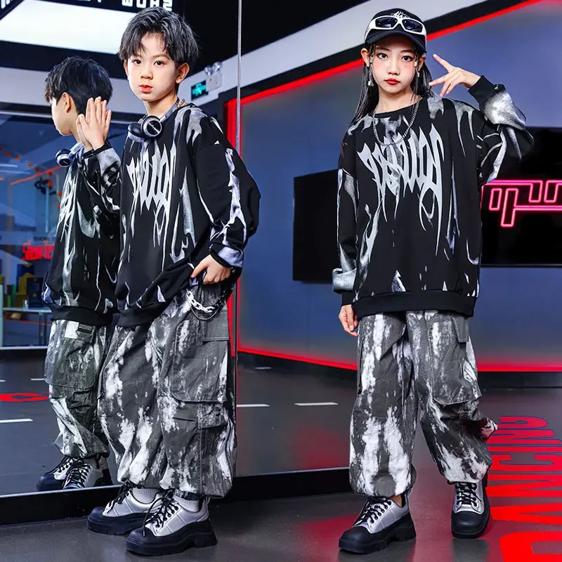 أطفال بنين بنات الشارع الشهير فضفاض عادية الرياضة البلوز البضائع بانت مجموعات الدعاوى بناطيل أطفال رياضية الهيب هوب الجاز الملابس #5