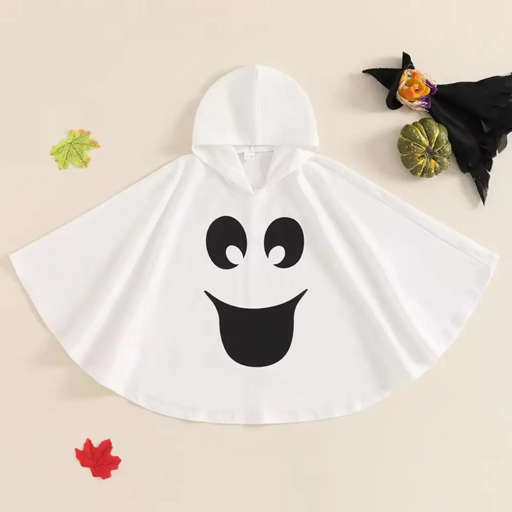 Ghost Print Kid Halloween Costume Hood Cape Fancy Dress Cosplay Clothes for Baby Boys and Girls Gift Cloak Performance Halloween
