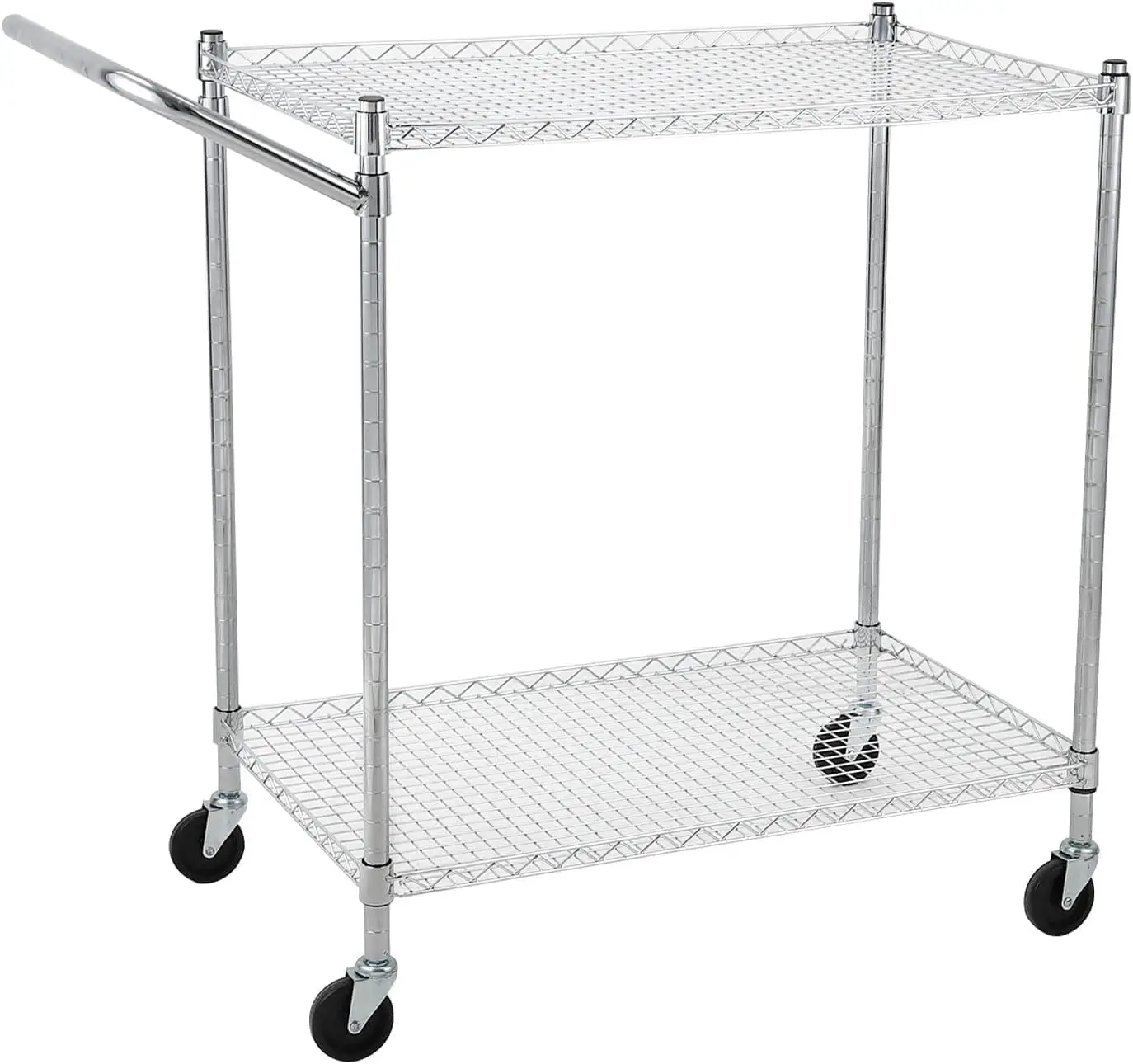 

Commercial Metal Cart, 2-Tier Heavy Duty, Alloy Steel Cart with Wheels, Multi-Use Kitchen Utility Carts for Storage