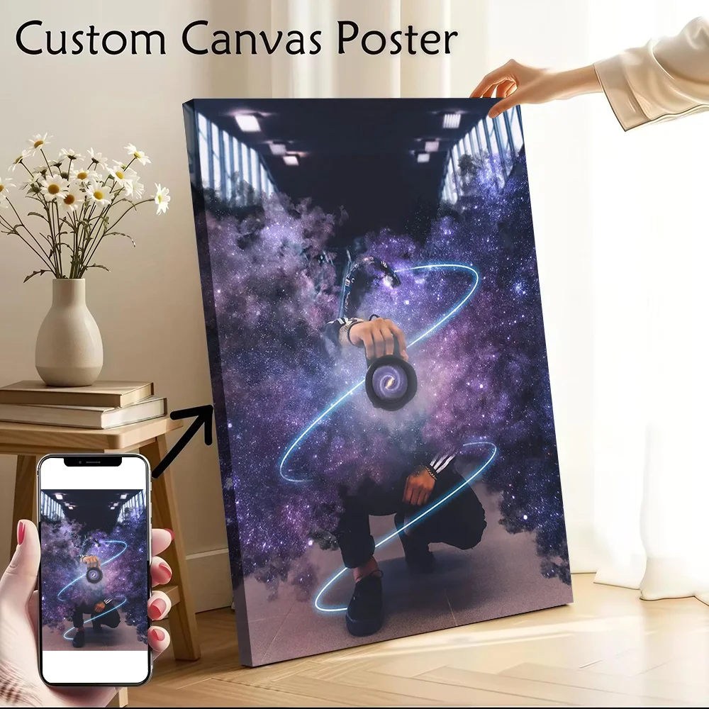The Cosmic Photographer Canvas Wall Art Poster Personalized Photo Printing Perfect Gift for Home Decor Living Room Decoration