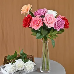 Artificial Rose Bouquet Real Touch Rose Branches Latex 15pcs Decoration Home Wedding Party Valentine's Day Mother's Day