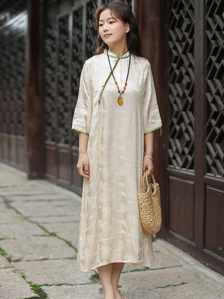 

Новое китайское платье в стиле Тан для женщин, винтажное, в национальном стиле, мягкое и удобное, для чаепития, для девушек, с высоким чувством стиля