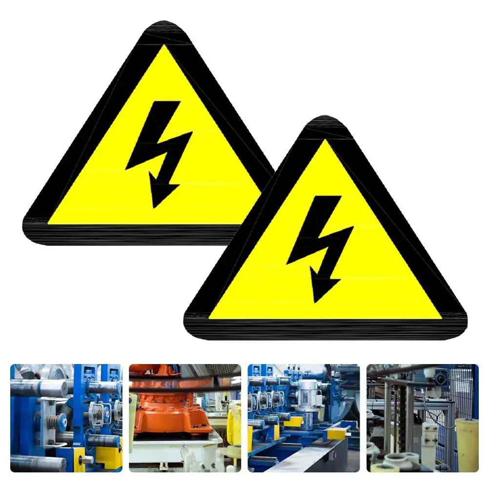 Safety Logo Stickers Nail Electrical Panel Label Yellow High Voltage Warning Sign