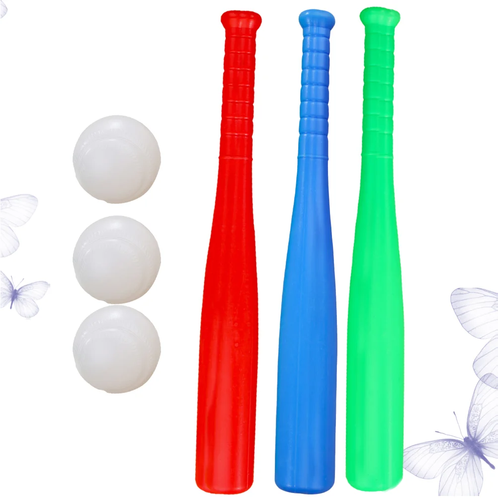 6pcs Kids Baseball Set Kids Outdoor Baseball Toys Practice Batting Skill Ball for Children Toddlers (3pcs Baseball Bat + 3pcs Ba