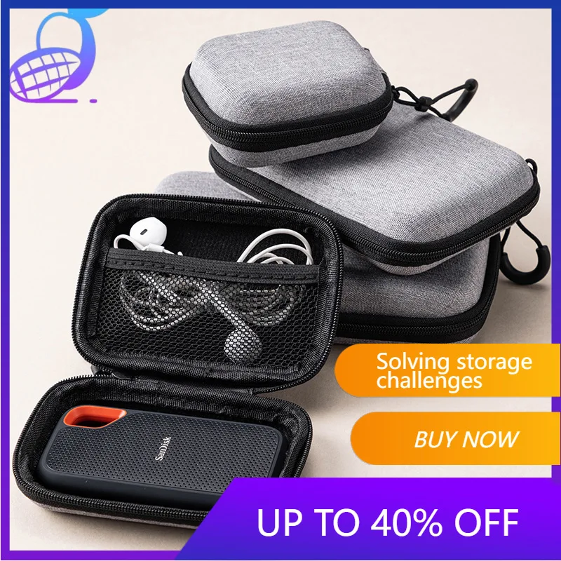 Gray Digital Storage Bags Portable Case Charger U Disk Data Cable Organizer Bag Mini Tech Gadgets Travel Zipper Pouch Organizer