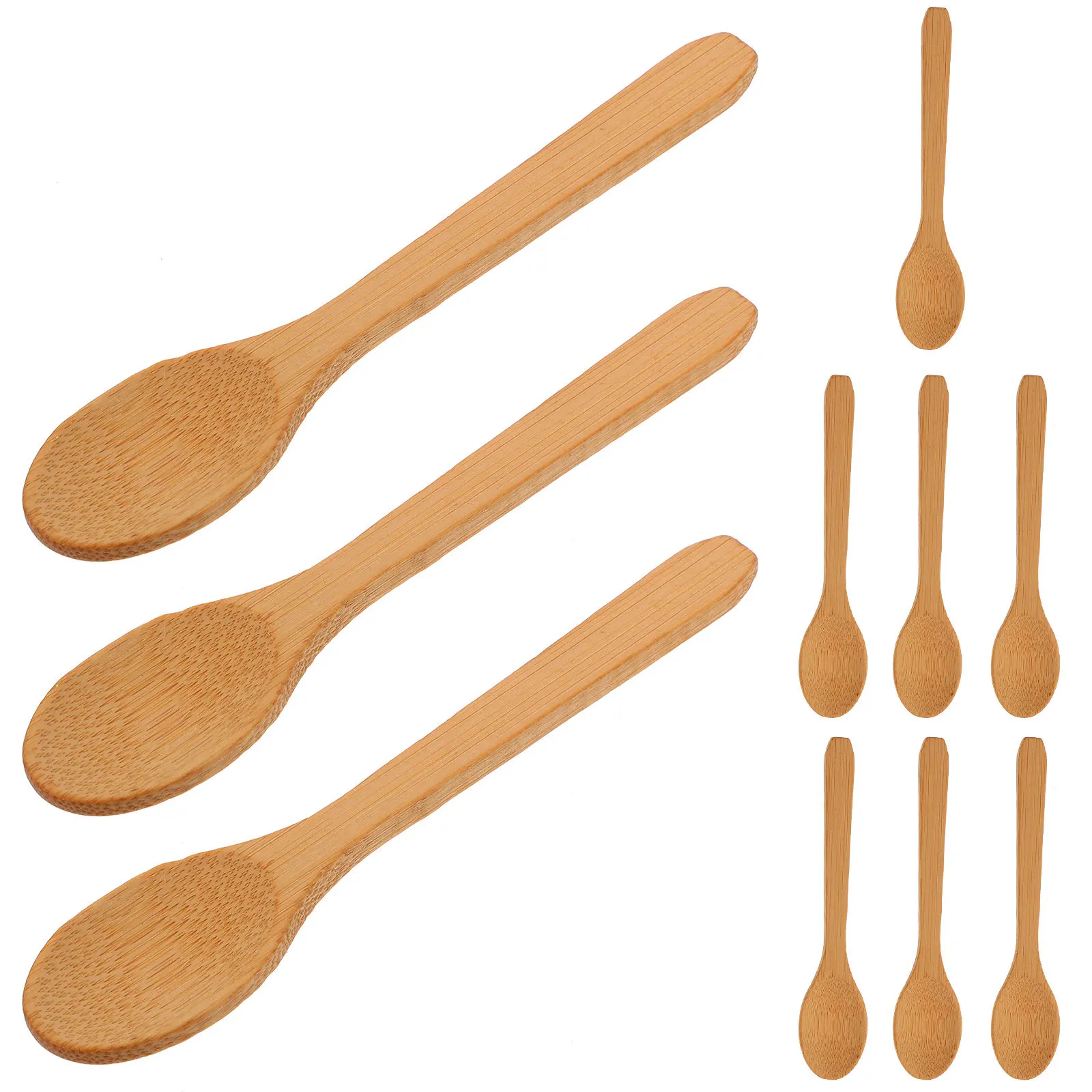

10Pcs Decorative Dessert Spoons Bamboo Mini Wood Spoons for Honey Tea Coffee Mixing Seasoning Kitchen Accessories