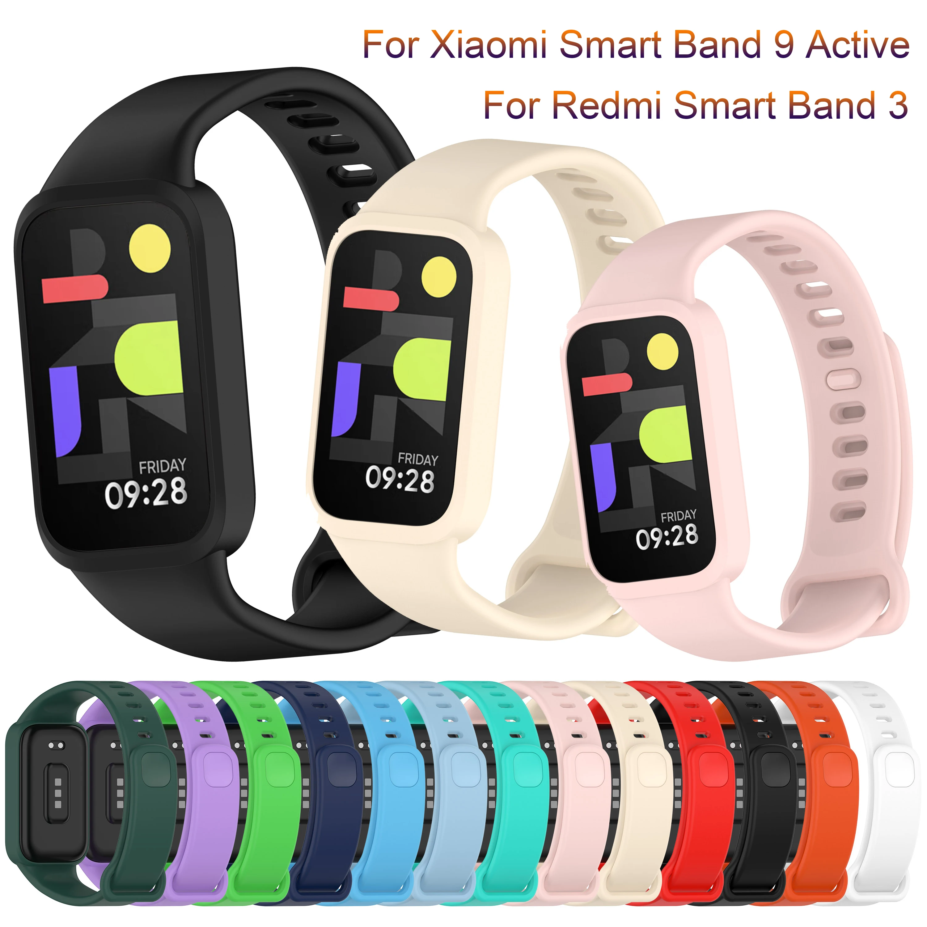 Official Silicone strap For Xiaomi Smart band 9 active strap smart watch accessories Bracelet For Redmi Band 3 strap Correa New