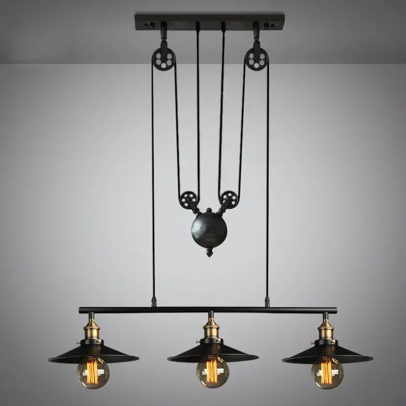 

Vintage 3 Heads Iron Pendant Lamps American Bar Lights Coffee House Indoor Lighting Cord Wire E27 Lamp Holder 110-240V