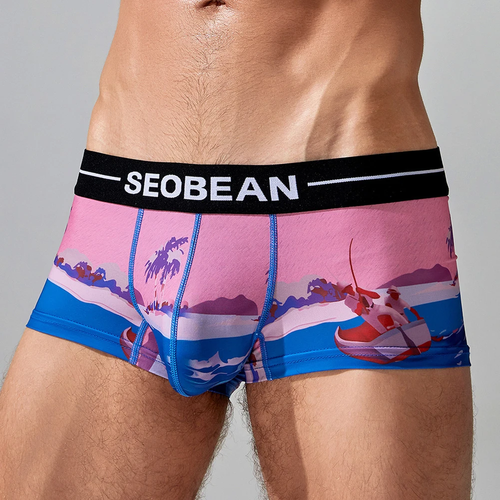 

Удобное мужское нижнее белье, короткие трусики с низкой талией, розовый полиэстеровый чехол с принтом, всесезонный синий, новый зеленый цвет