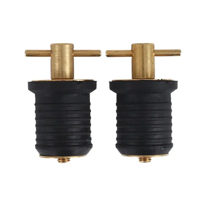 Stable-2 Pcs T-Handle Drain Plug Twist-Turn Marine Boat Drain Plugs Rubber Plugs With Brass Handle Boat Marine Accessories