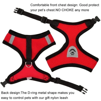 Cat Dog Harness with Lead Leash Adjustable Vest Polyester Mesh Breathable Harnesses Reflective sti for Small Dog Cat accessories 4