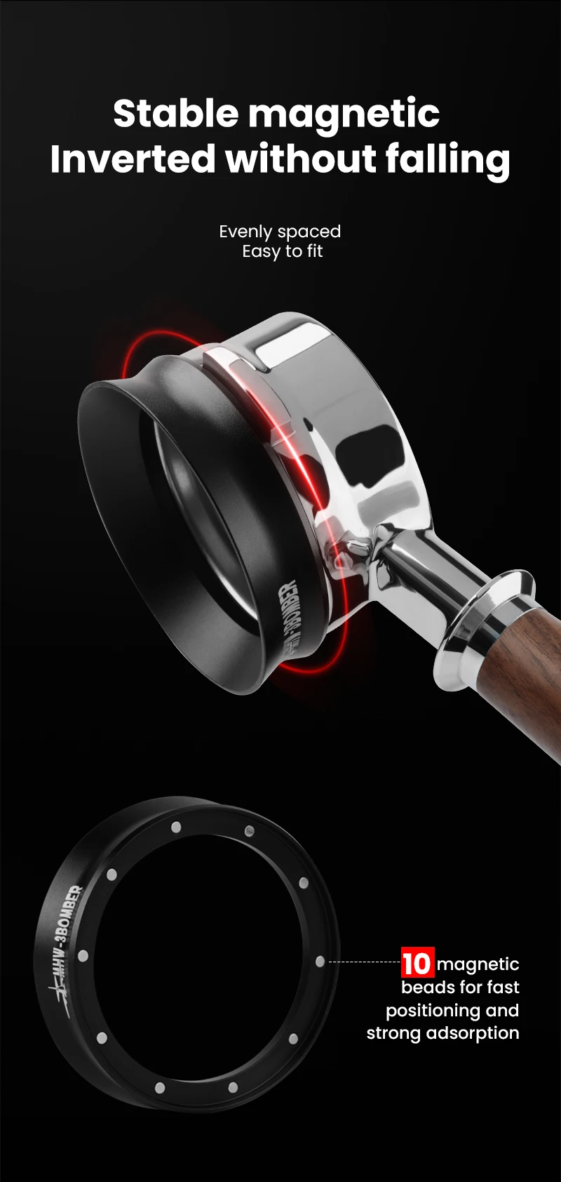MHW-3BOMBER 51-58mm Magnetischer Kaffee-Dosiertrichter Kompatibel mit 58MM Siebträger Espresso-Dosierring Home Barista Zubehör – Detail 7