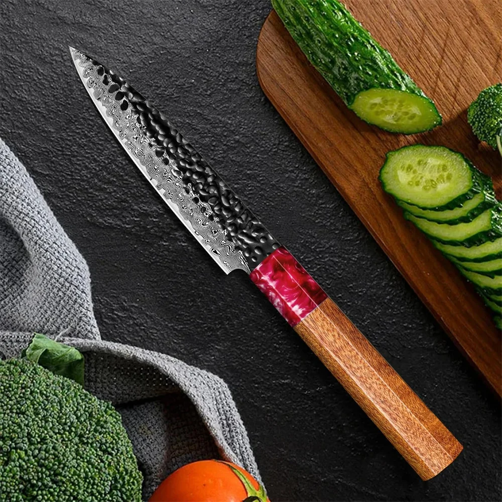 Damascus Steel Fruit Vegetable Knife Utility Knife 4.96inch 67layer Professional Knife Vg10 Japanese Steel Kitchen Accessories