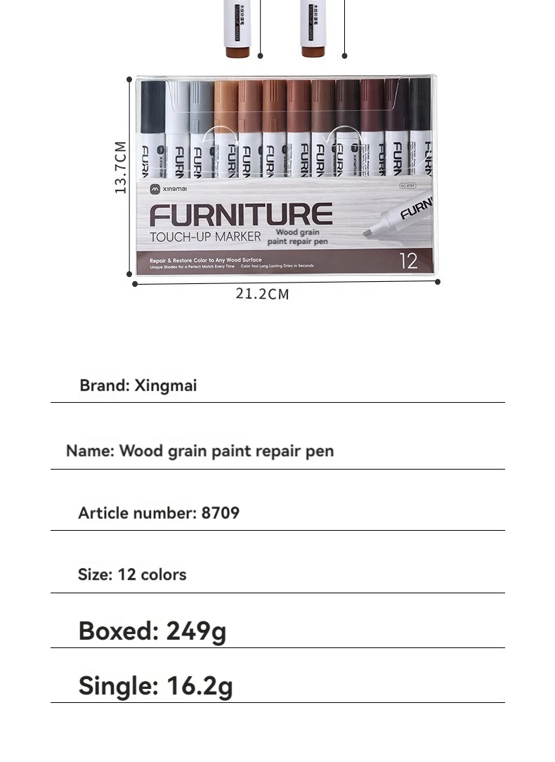 6-12-teiliges Möbel-Reparaturmarker-Set, Holzreparaturstift, Kratzerentferner, Farbauffrischer für Holztische und Schränke – Detail 10
