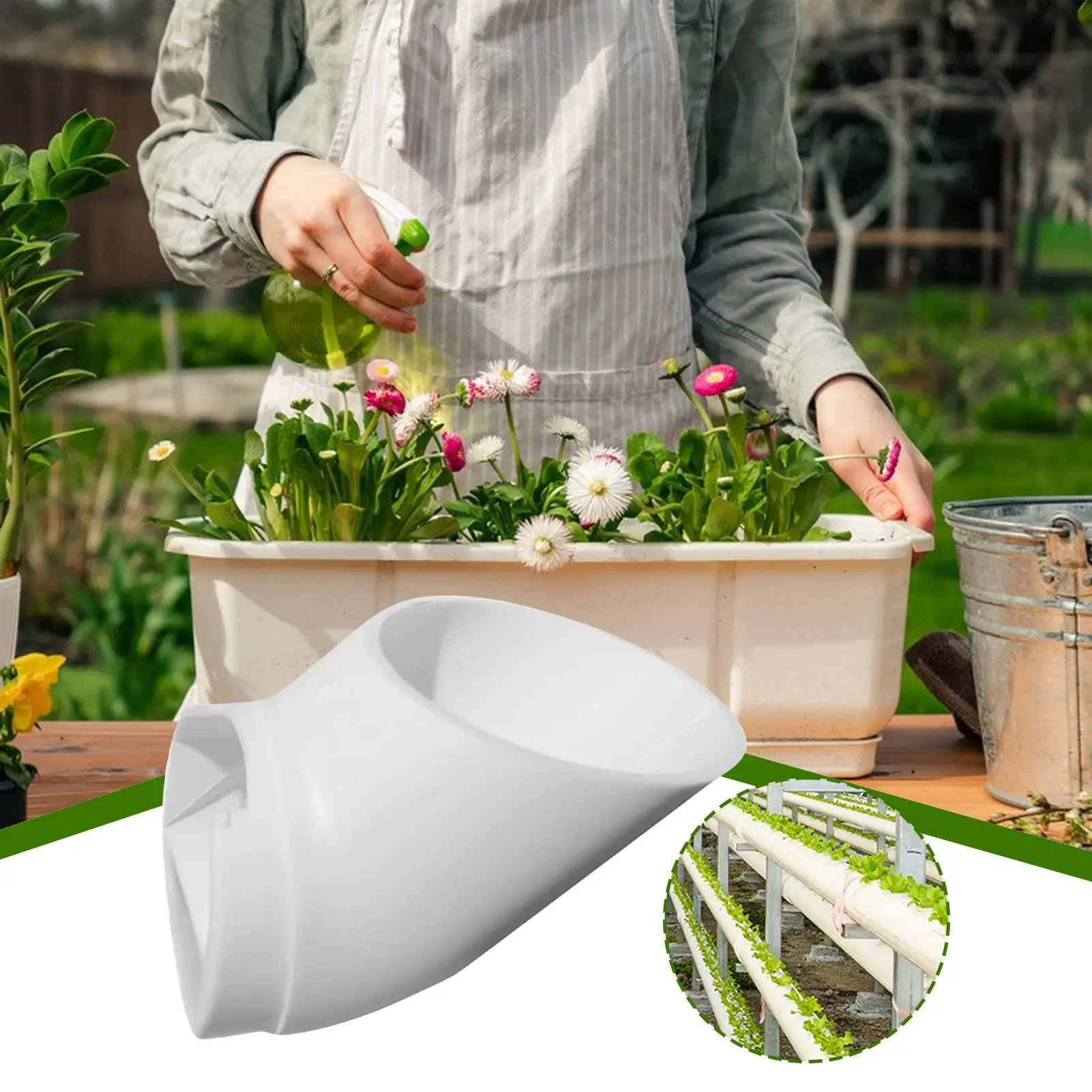 أكواب نباتية 10 قطع كوب للحضانة الزراعة المائية برج عمودي بولي كلوريد الفينيل تنمو سلة مع الإسفنج بدون تربة نظام زراعة الثقافة زهرة #4