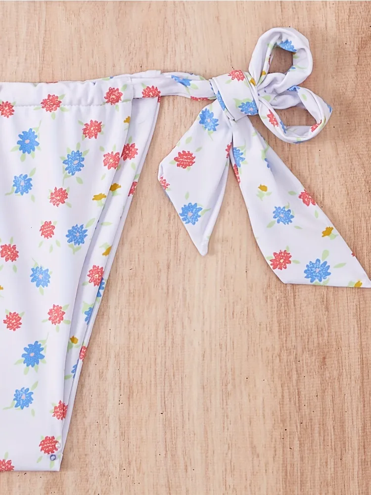 Feminino 2025 impresso micro bandagem conjunto de biquíni sexy tie-front duas peças de cintura alta banho verão praia maiô