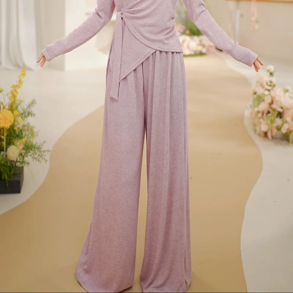 

Dance suit classical dance practice suit female teacher adult autumn and winter warm loose drape high waist modern wide leg
