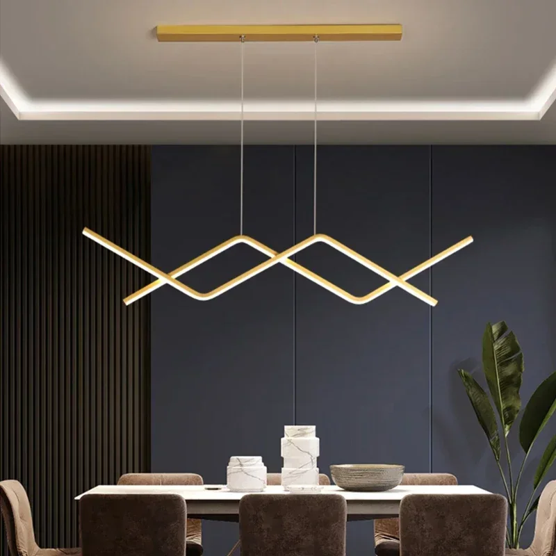 

Modern LED Pendant Light Modern Line Design Chandelier for Living Room Kitchen Bar Restaurant Hanging Lamp Long Decor Fixture
