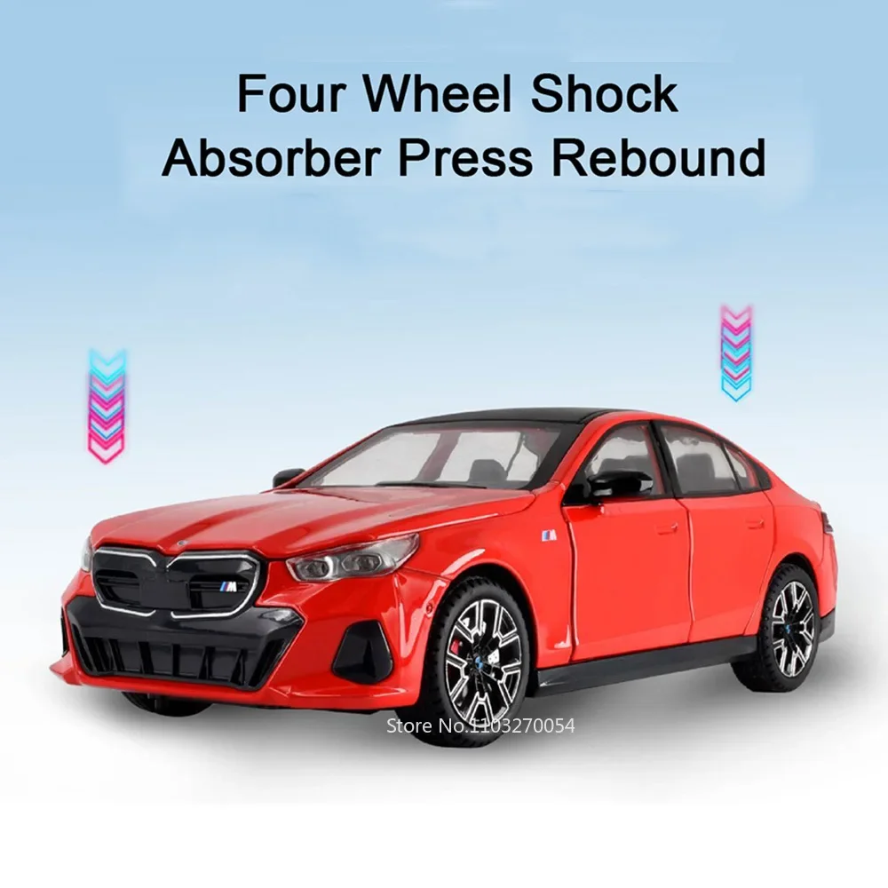 1:24 I5M60 X5 juguetes en miniatura de aleación, puertas de coche fundidas, rueda delantera abierta, dirección, sonido, luz, vehículo extraíble, regalo para chico