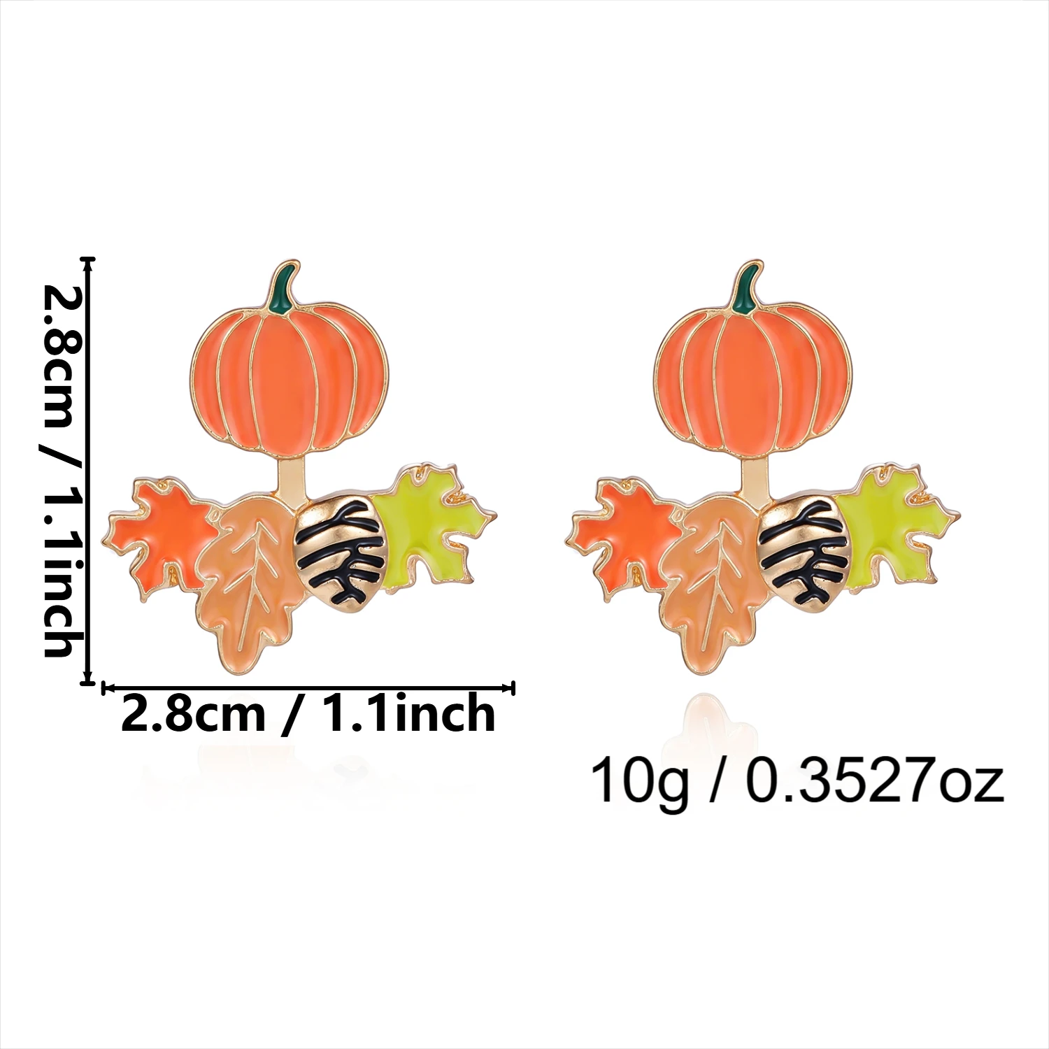 Neue Design-Ohrringe mit Fuchs, Tannenzapfen und Ahornblatt für Damen, Trendige Niedliche Emaille-Kürbis-Ohrstecker, Süße Ausgefallene Schmuck-Accessoires – Detail 7