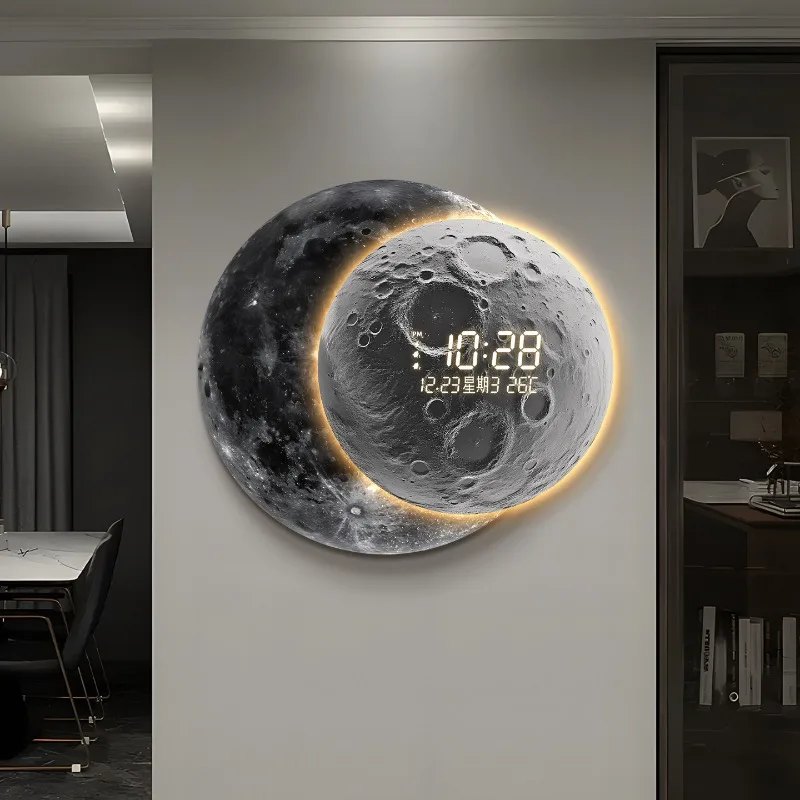 &Black Nordic Style Wall Clock Fashion Night Light Modern Bedroom Digital Wall Clock Design Horloge Murale Home Decor Items
