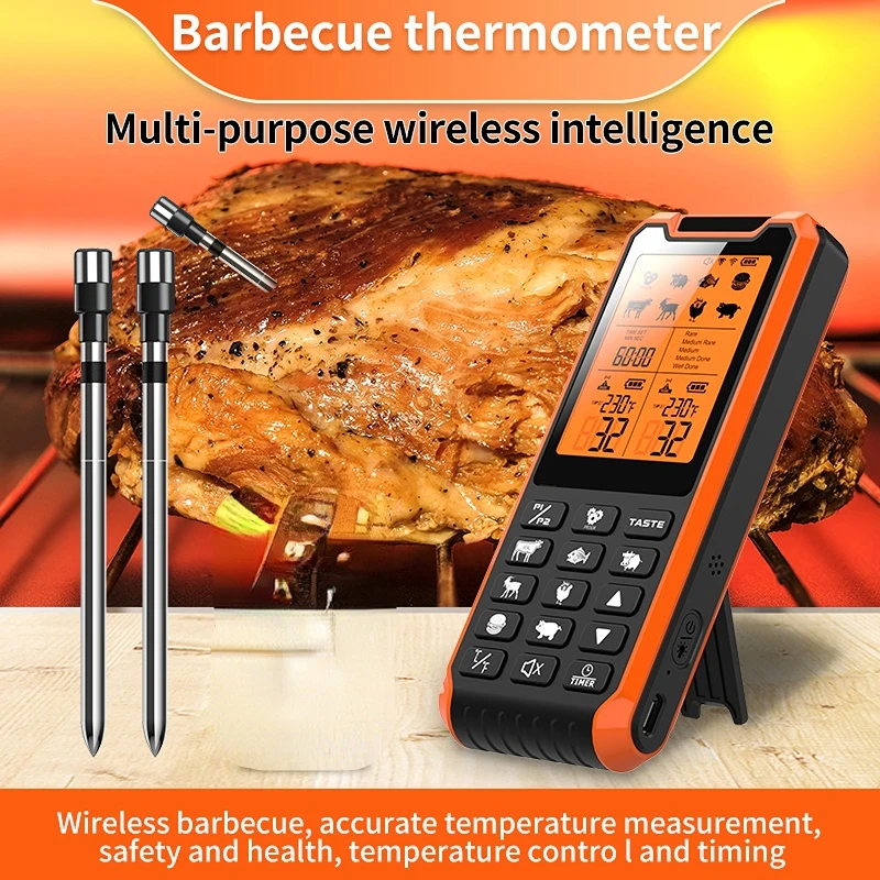 

Термометр для мяса, точно измеряет температуру мяса на гриле, подключение мобильного телефона Wi-Fi, многоязычное переключение,
