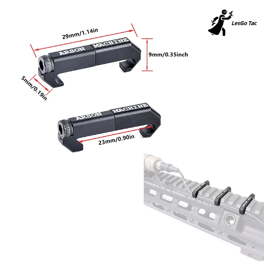 DulArson-réinitialisation de câble de gestion de câble de machine, MLOK WireGuide System, M300 Mfemale, PEQ Weapon, Flashlight Switch, 2 PCs, 3 PCs,