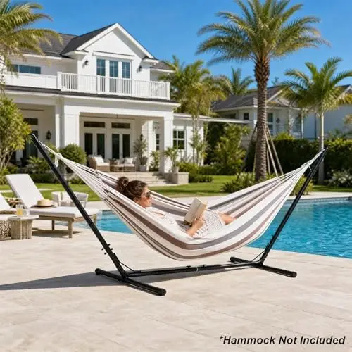 Adjustable Hammock Stand | Anti-Slip Feet, Telescoping 9.8-11FT Width, Heavy Duty Steel, 264LB Capacity, Easy Assembly
