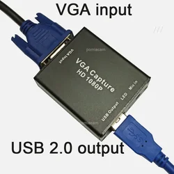 Adaptateurs VGA vers USB 1080P avec carte de capture vidéo, pour projecteur, réunion, enregistrement, prise en charge OBS , potplayer