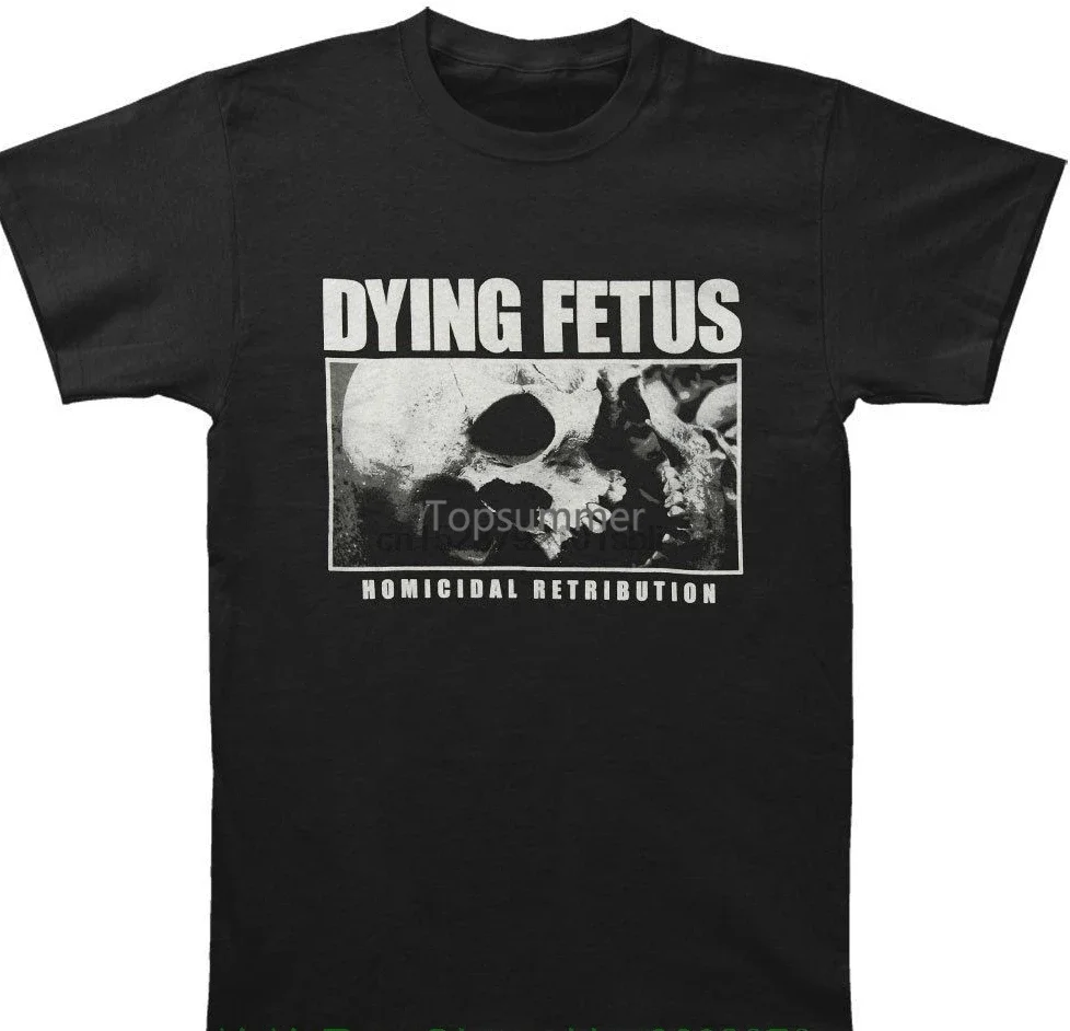 Print Casual T-Shirt Men Brand Dying Fetus Men Homicidal Retribution T-Shirt Medium Black