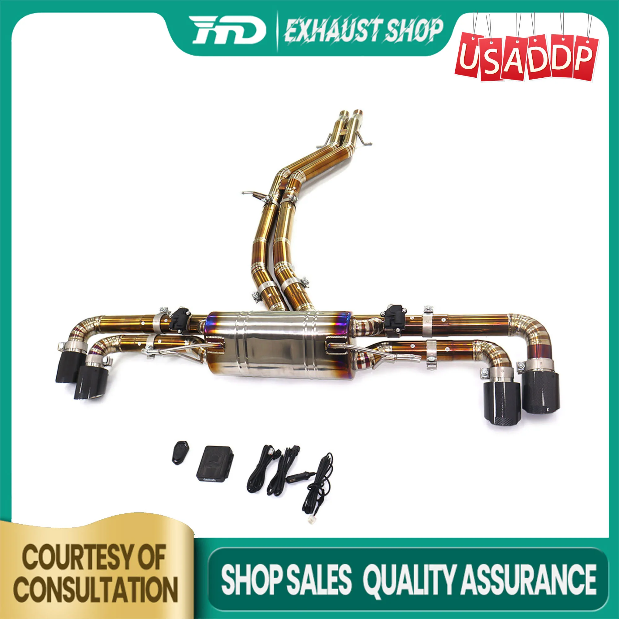 

HMD Exhaust Catback for Lamborghini URUS 4.0T Ti Electronic valve Muffler Tips High quality Increase diameter Baked golden