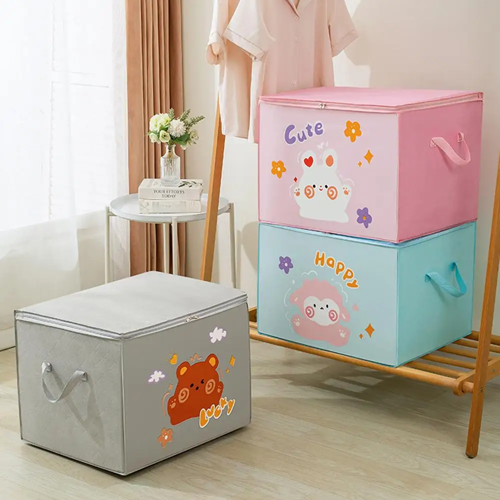 Large Capacity Clothes Quilt Storage Bag Printed Pattern Clothes Foldable Household Box Organizer Dust-proof Storage Wardro W1Y9