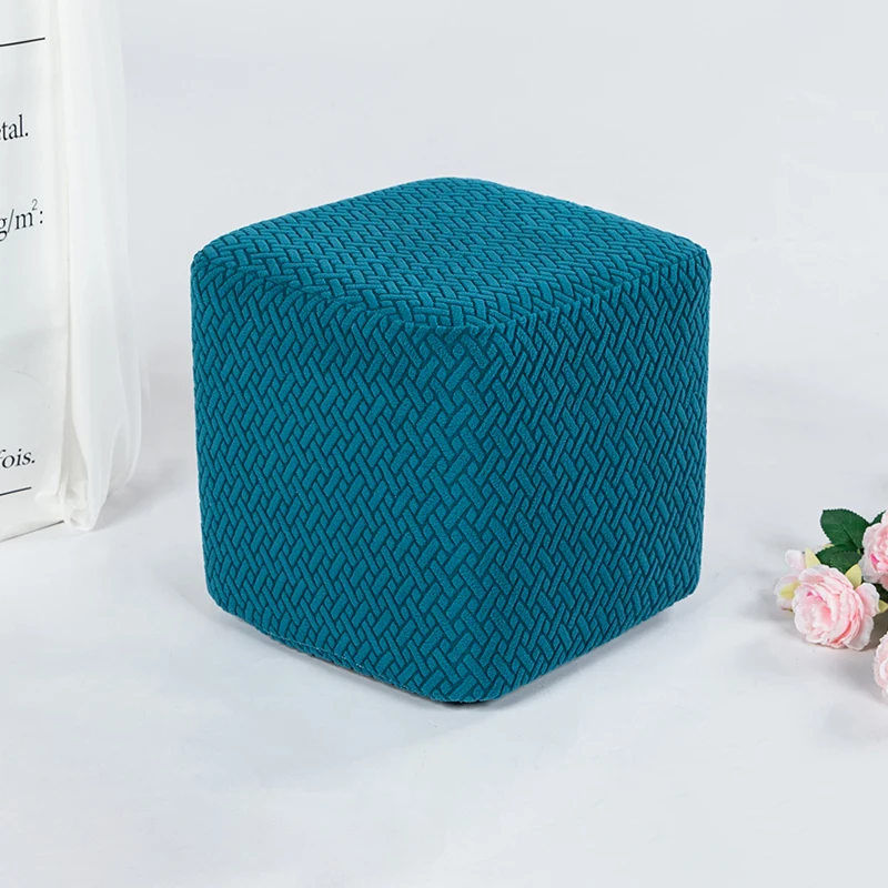 All-Inclusive Small Stool Cover Jacquard Ottoman Elastic Case Square Round Shoe Changing Stool Slipcover Furniture Protector