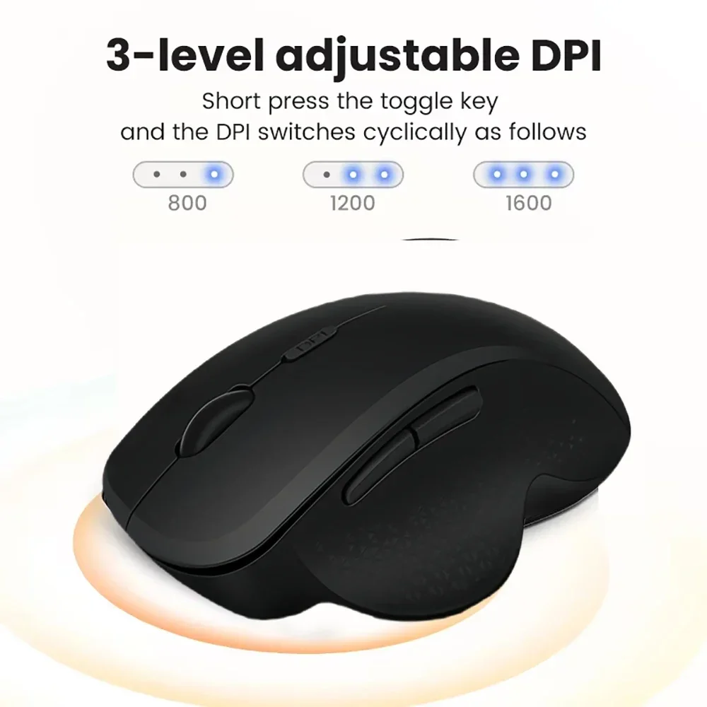 Mouse bluetooth 5.2 de modo duplo, 2.4g, sem fio, 6 teclas, recarregável, para jogos, 1600dpi, mouse óptico para pc, laptop, tablet