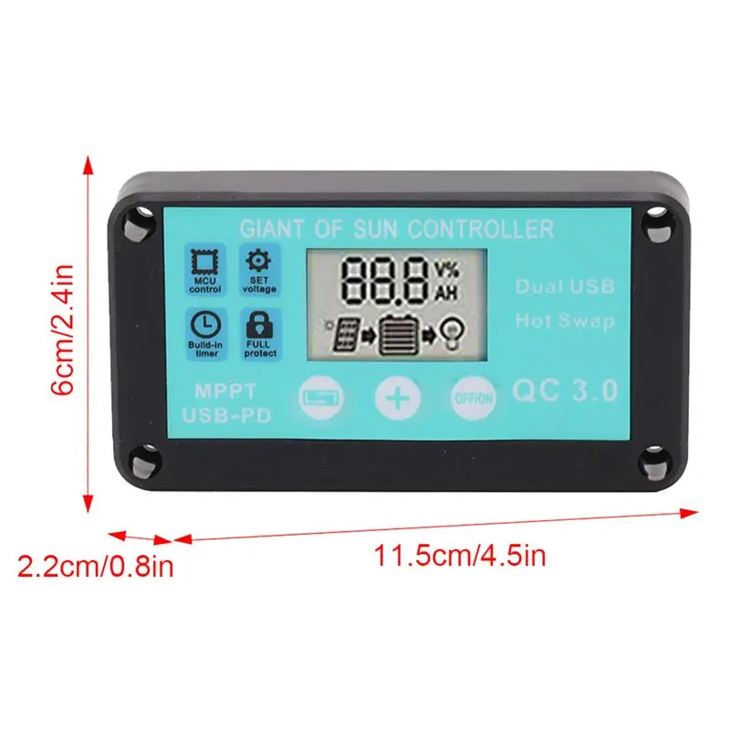 (WSFS) MPPT Solar Charge Controller Multiple Protection Solar Solar QC3.0 Controller with LCD Screen(10A)