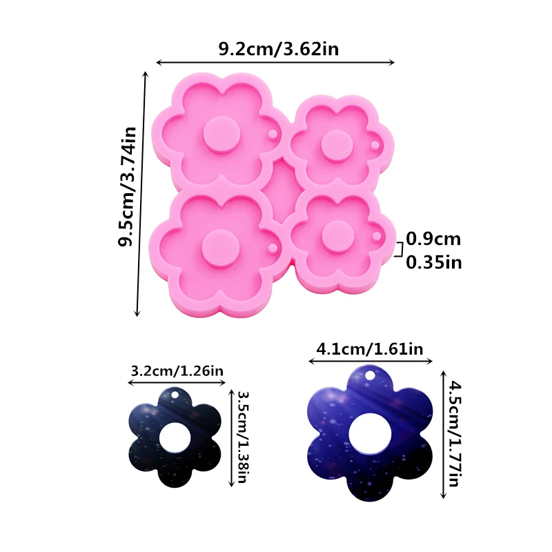 GJ-641 Shiny Mirror Plum Shape DIY Epoxy Resin Silicone Mold Keychain Earrings Necklace Pendant Jewelry Accessories Molds