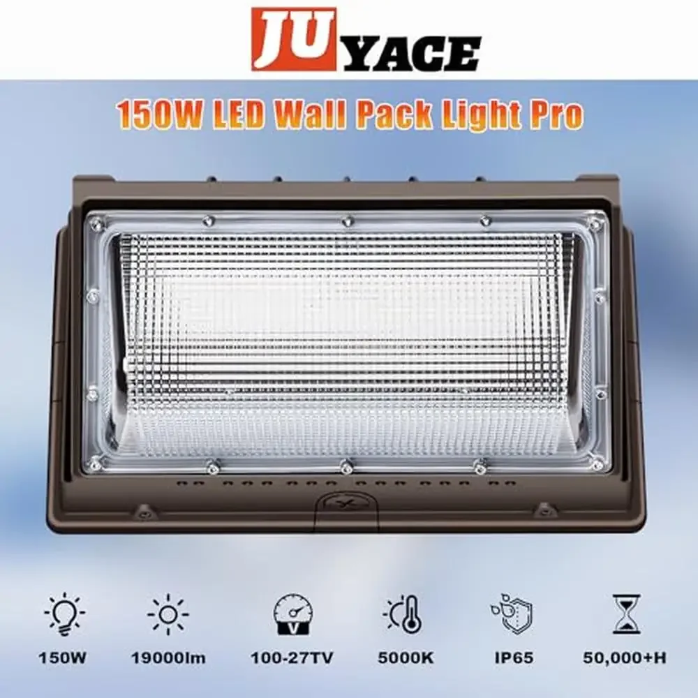 150W Outdoor LED Wall Pack Light 4 Pack 5000K High Brightness IP65 Waterproof Industrial Grade Commercial Wall Mounted Lighting